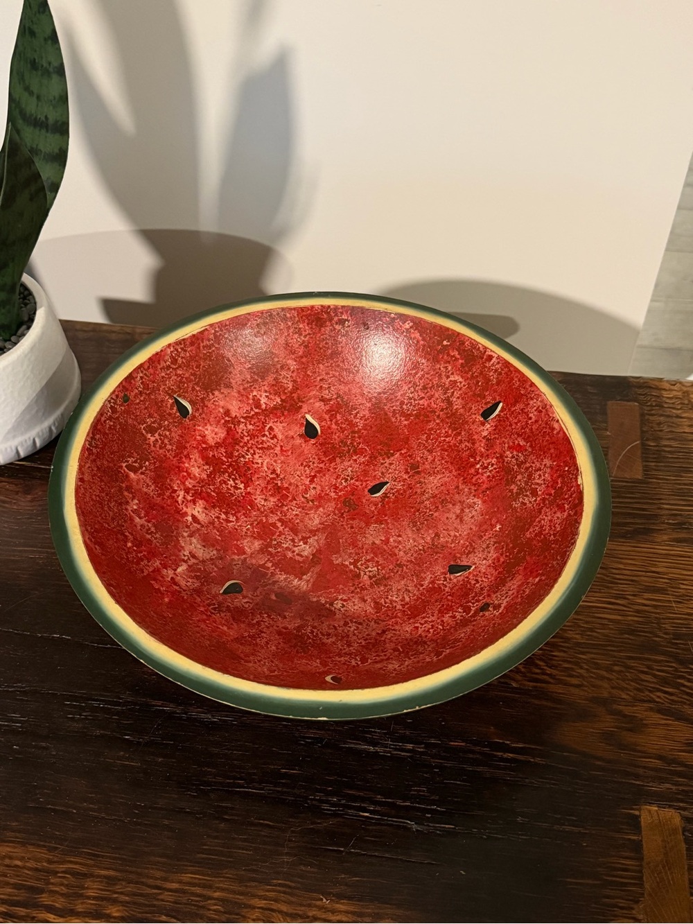 Decorative Watermelon Wooden Bowl Vintage